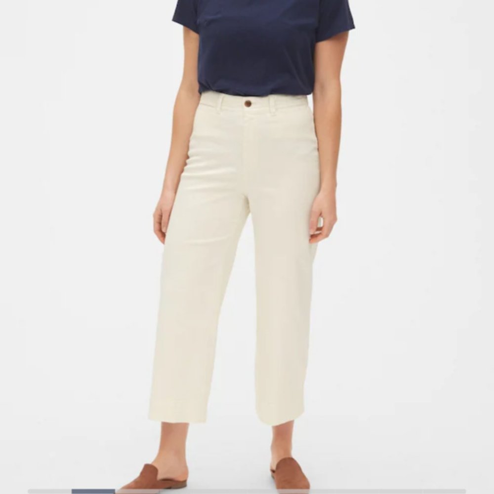 GAP Wide Leg Cropped Chino Pants Jeans Ivory Frost Sizes 14 16 Womens Pants